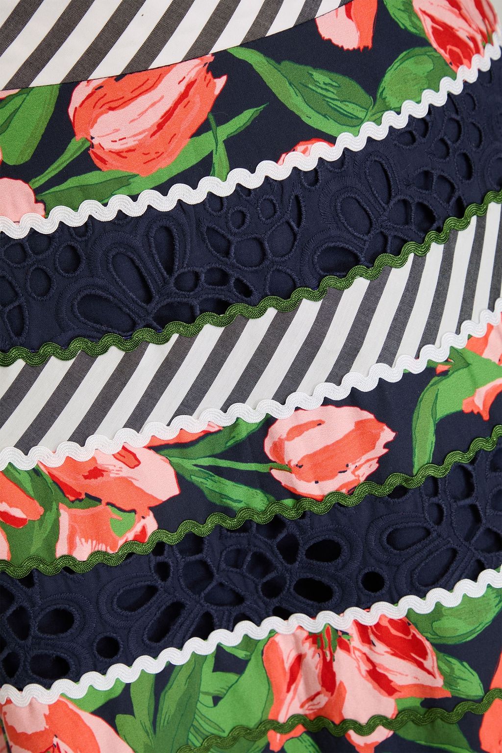 CAROLINA HERRERA Printed cotton-blend poplin midi skirt