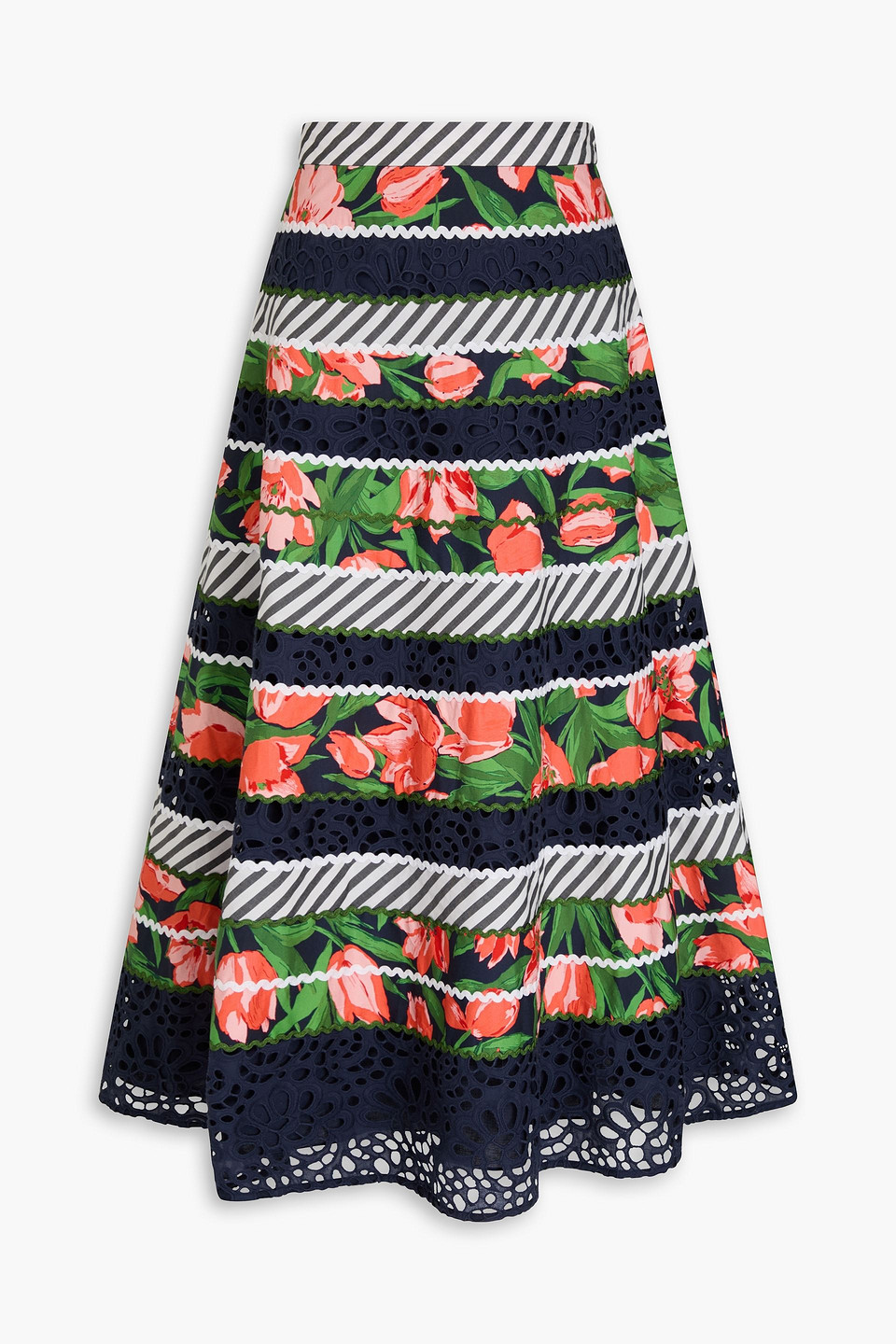 Carolina Herrera Printed Cotton-blend Poplin Midi Skirt
