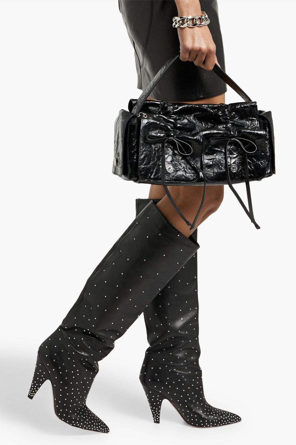 ACNE STUDIOS Crinkled patent-leather shoulder bag