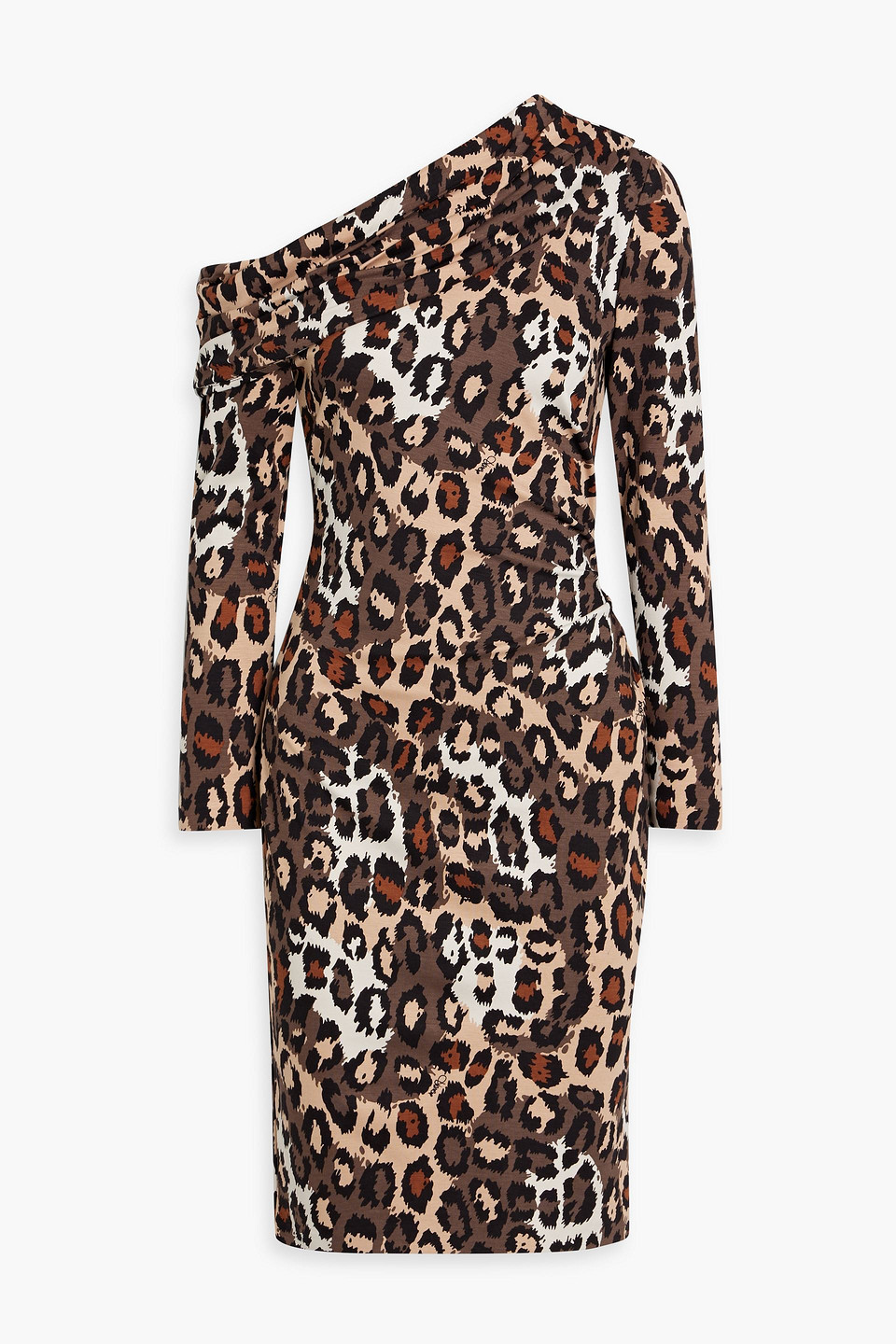 Diane Von Furstenberg Perry One-shoulder Leopard-print Jersey Dress