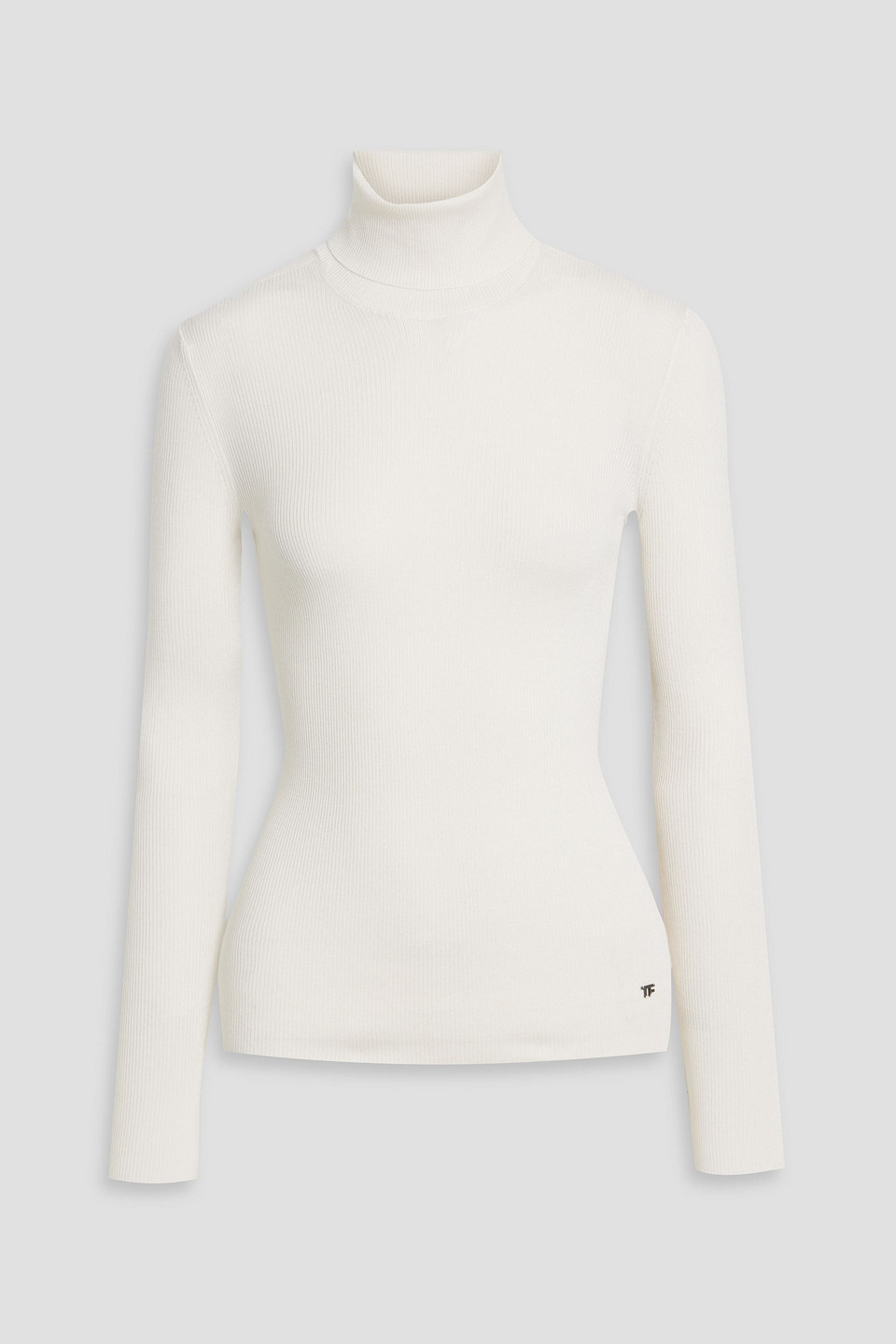 Tom Ford Ribbed Cashmere And Silk-blend Turtleneck Sweater In White