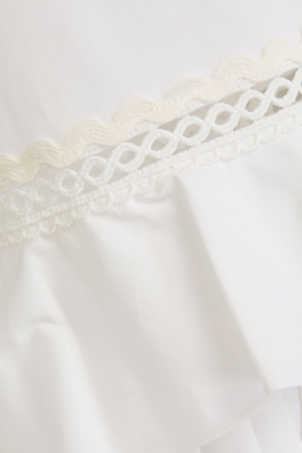 CAROLINA HERRERA Crochet-trimmed cotton-blend poplin top