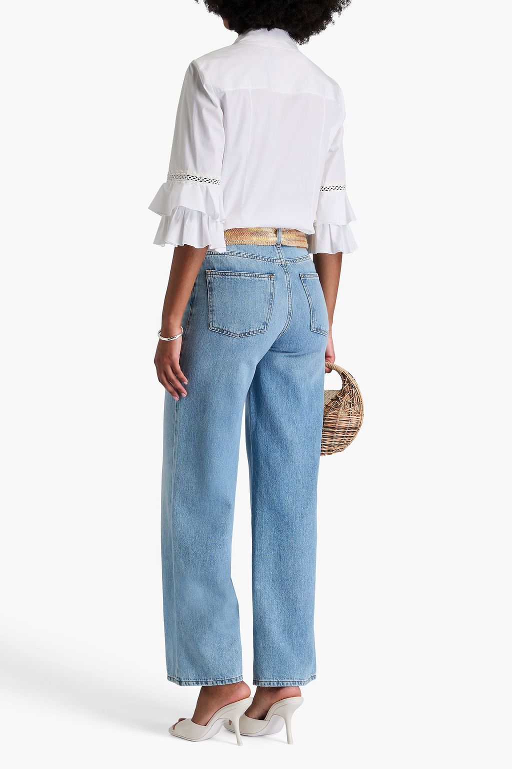CAROLINA HERRERA Crochet-trimmed cotton-blend poplin top
