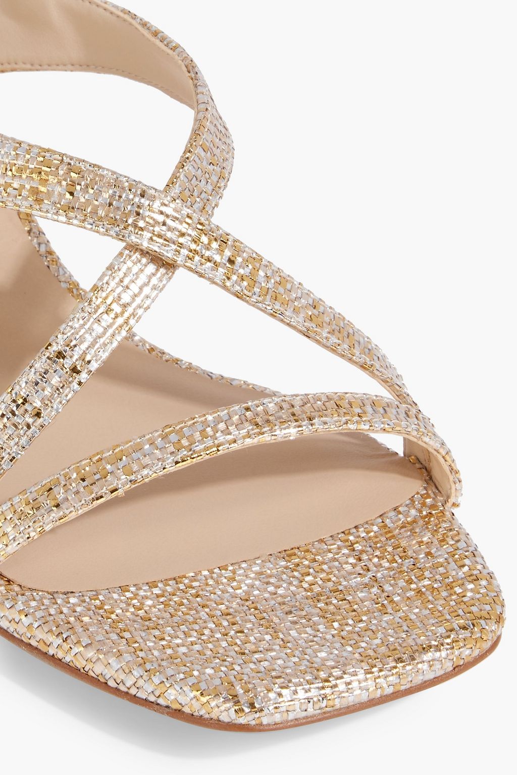 STUART WEITZMAN Oasis 50 metallic woven slingback sandals