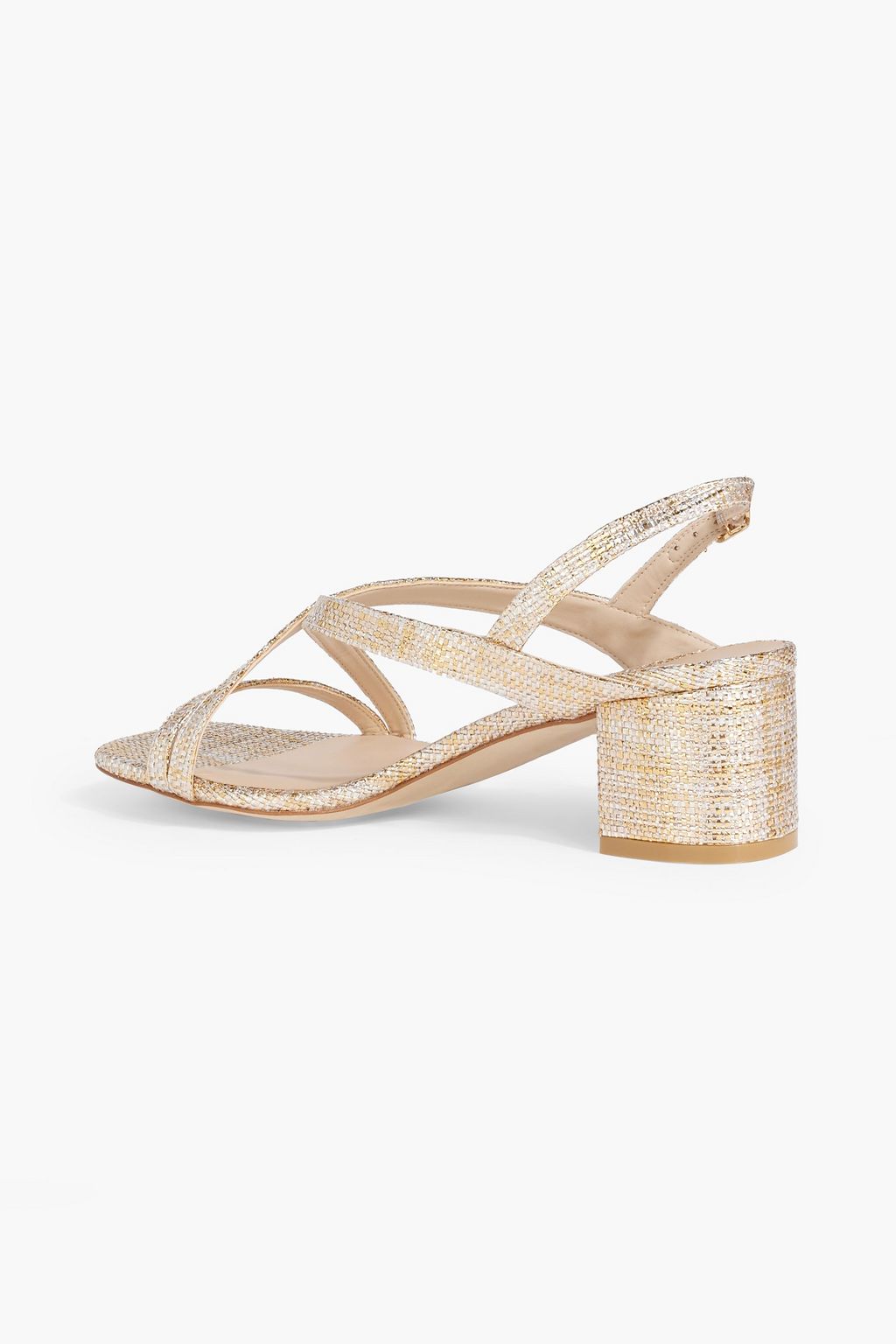 STUART WEITZMAN Oasis 50 metallic woven slingback sandals