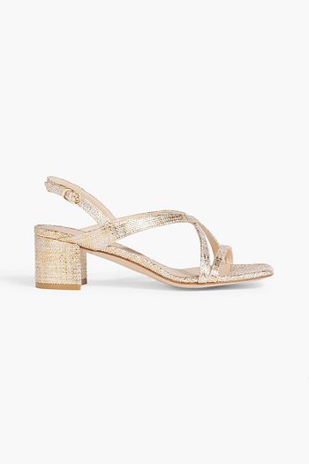 STUART WEITZMAN Oasis 50 metallic woven slingback sandals