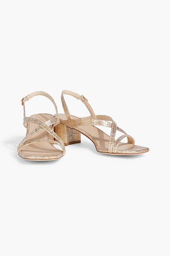 STUART WEITZMAN Oasis 50 metallic woven slingback sandals