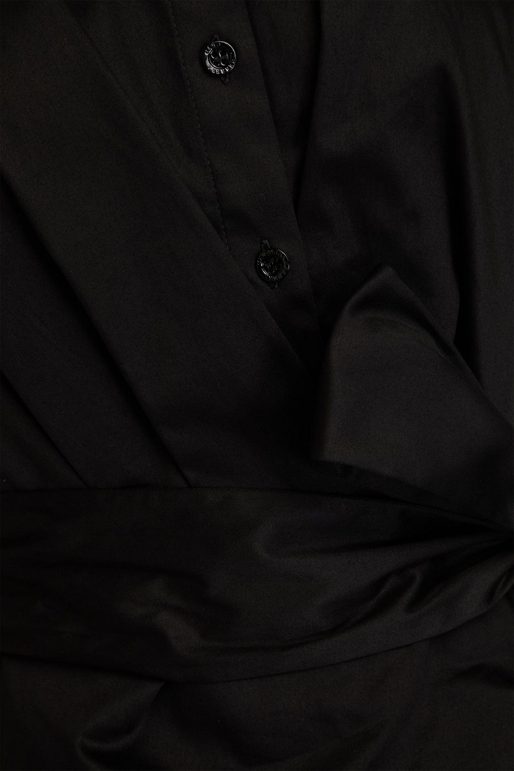 CAROLINA HERRERA Draped cotton-blend poplin midi shirt dress