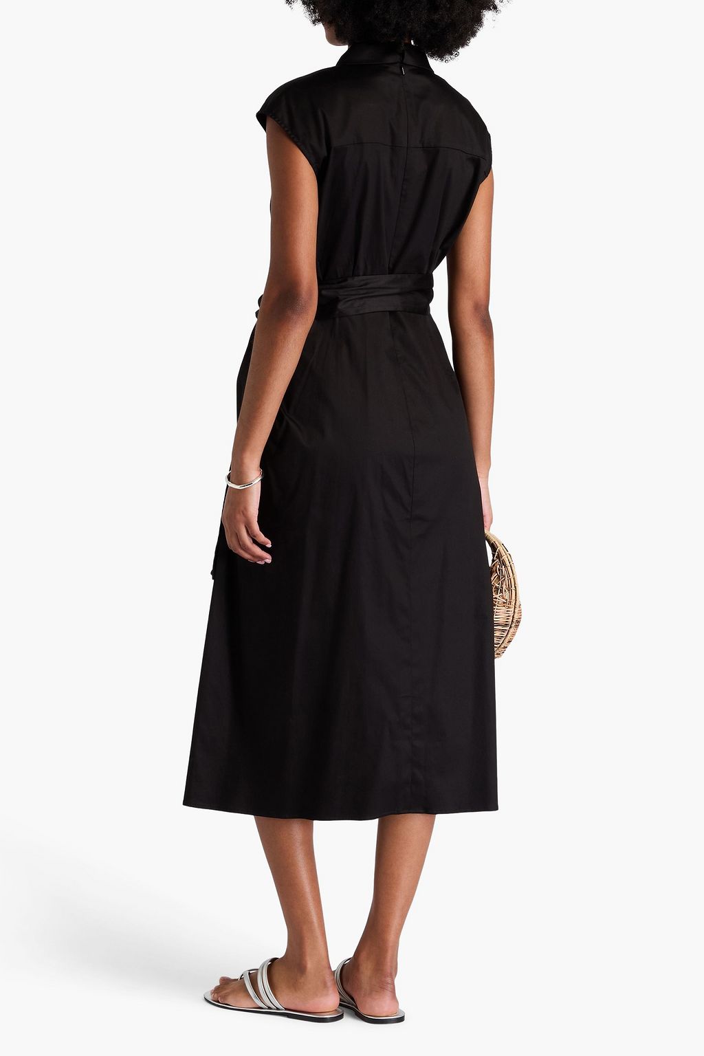 CAROLINA HERRERA Draped cotton-blend poplin midi shirt dress
