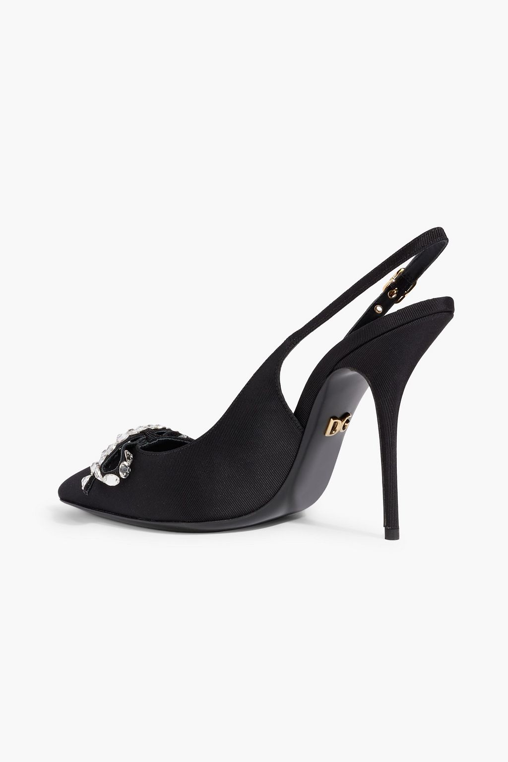 DOLCE&GABBANA Crystal-embellished faille slingback pumps