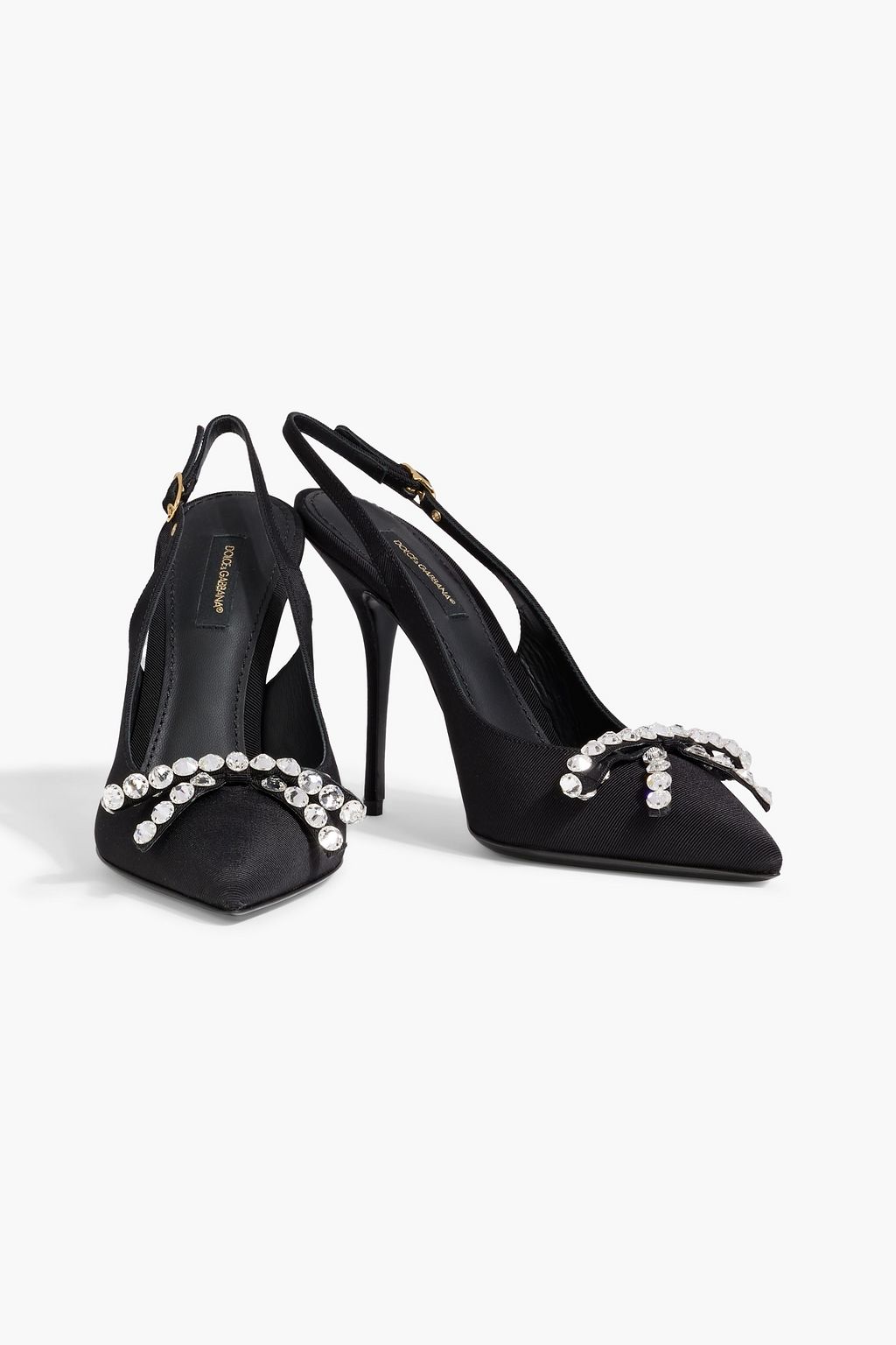 DOLCE&GABBANA Crystal-embellished faille slingback pumps