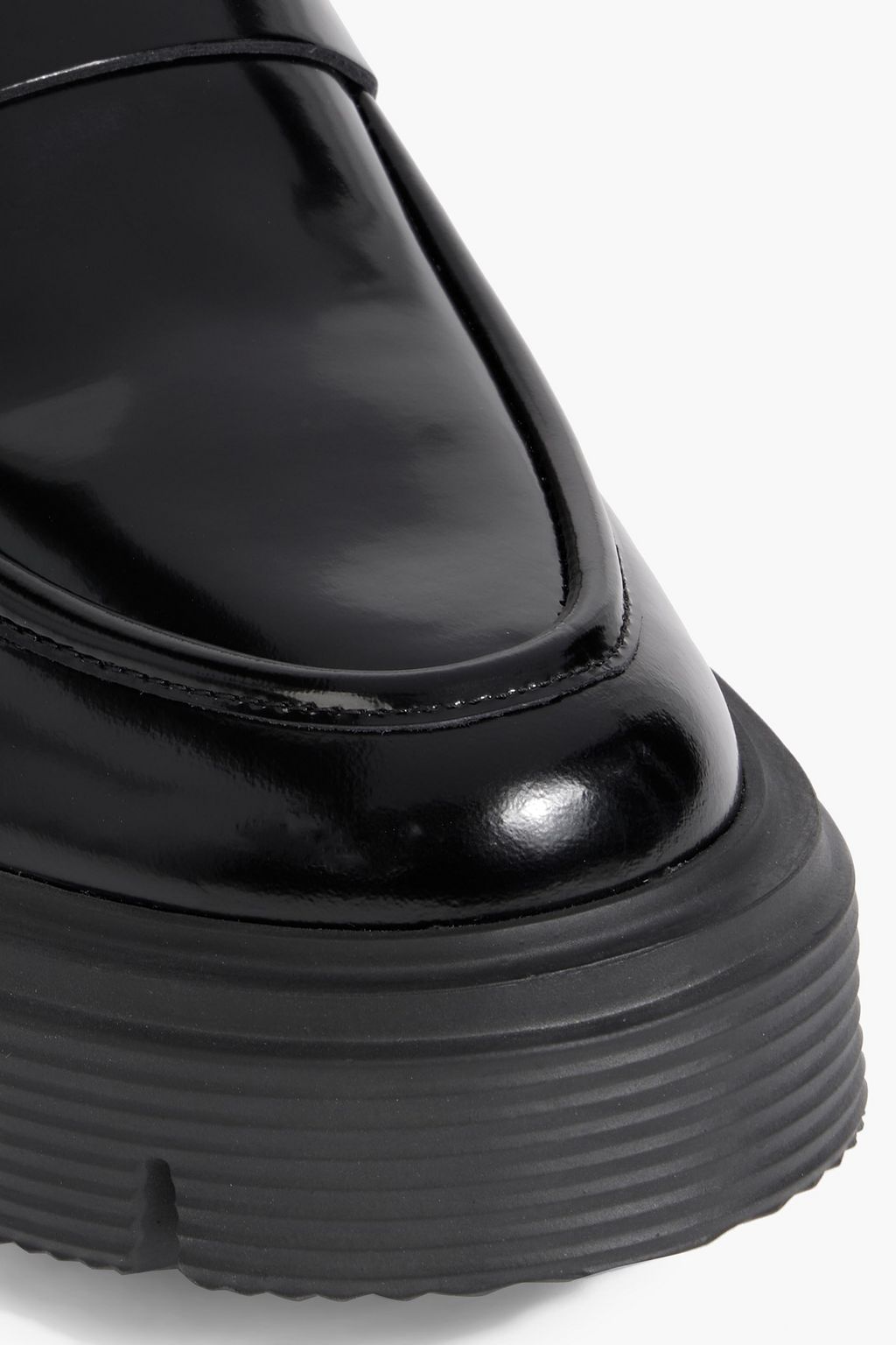 STUART WEITZMAN Soho glossed-leather platform loafers