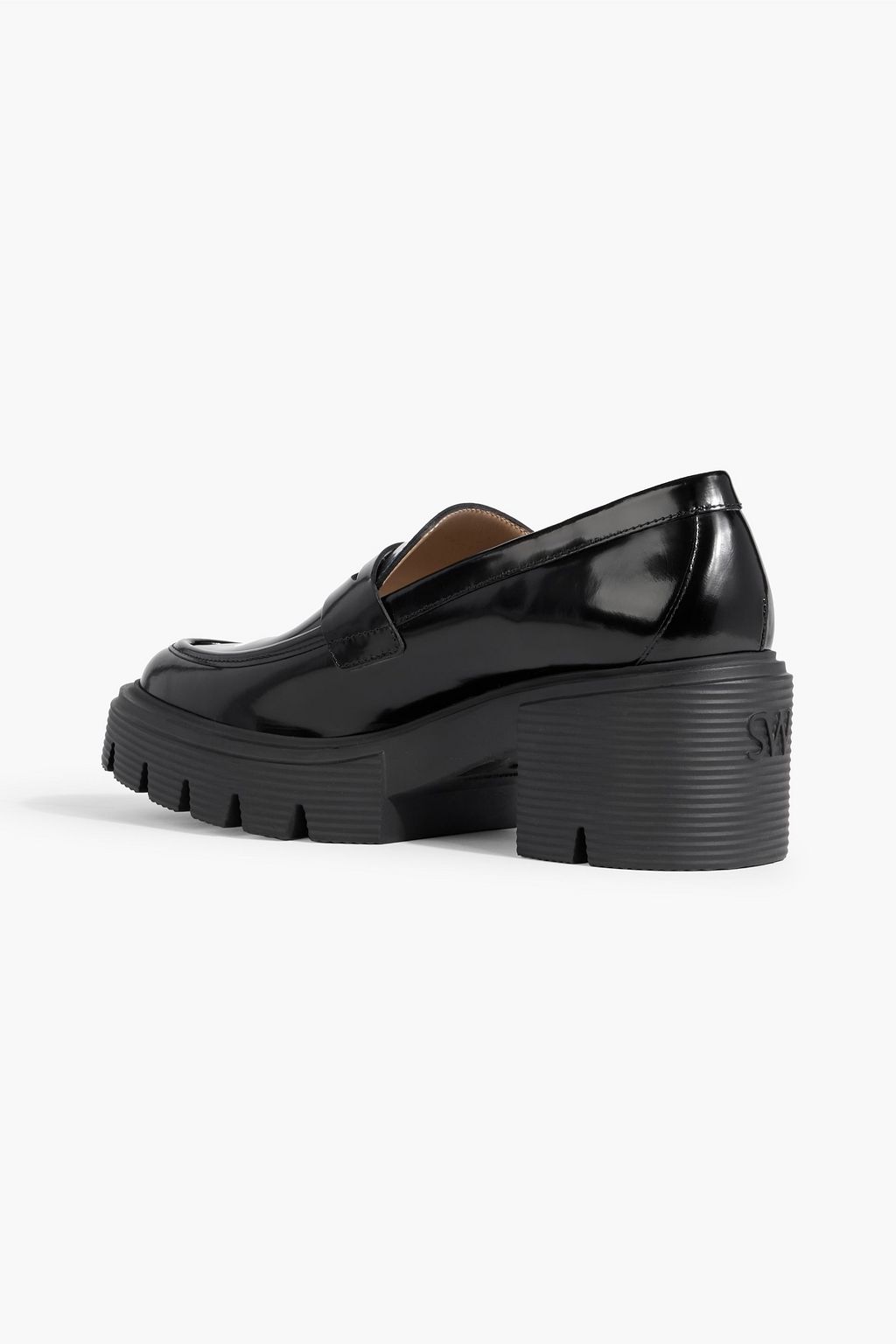 STUART WEITZMAN Soho glossed-leather platform loafers