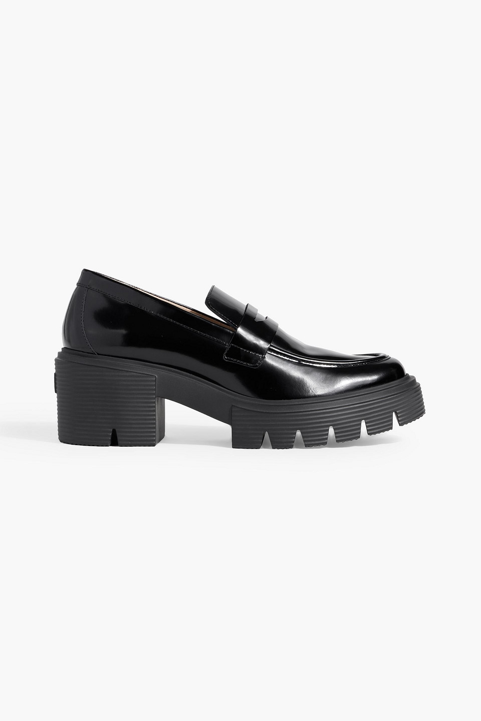 Stuart Weitzman Soho Glossed-leather Platform Loafers