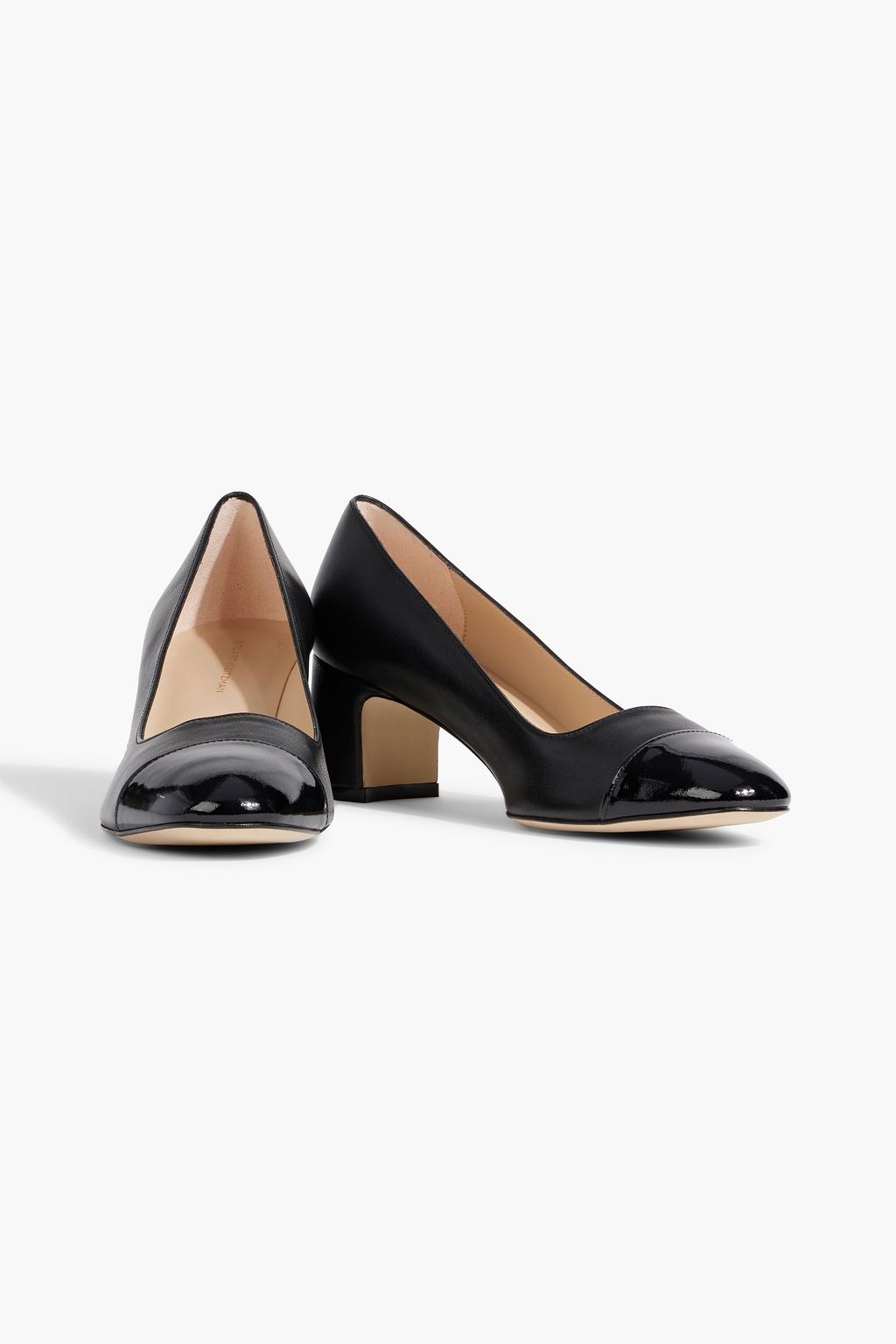 STUART WEITZMAN Milla smooth and patent-leather pumps