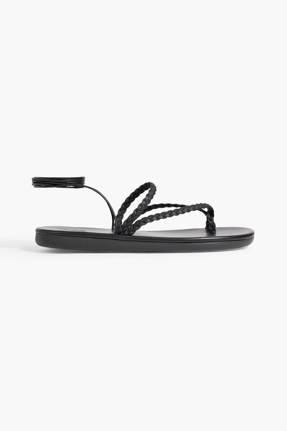Ancient Greek Sandals Plage Braided Leather Sandals In Black