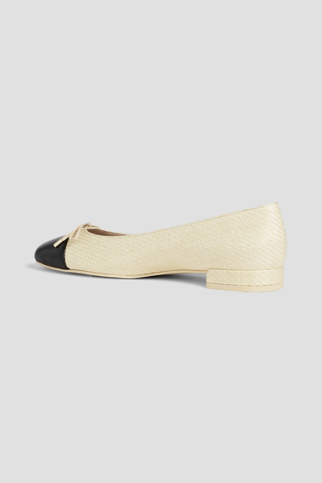 STUART WEITZMAN Sleek Bow raffia and leather ballet flats