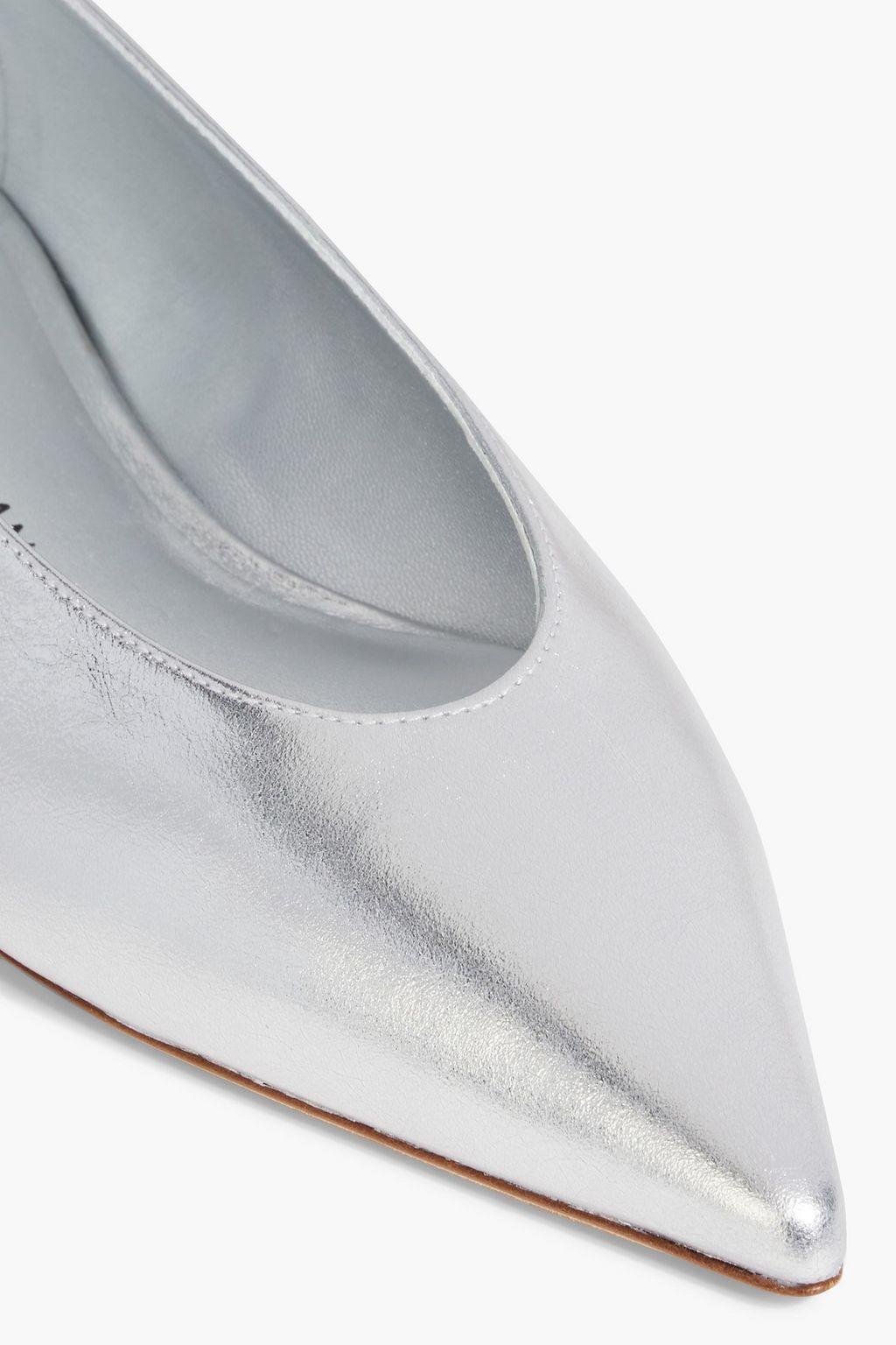 STUART WEITZMAN Lina metallic leather point-toe flats
