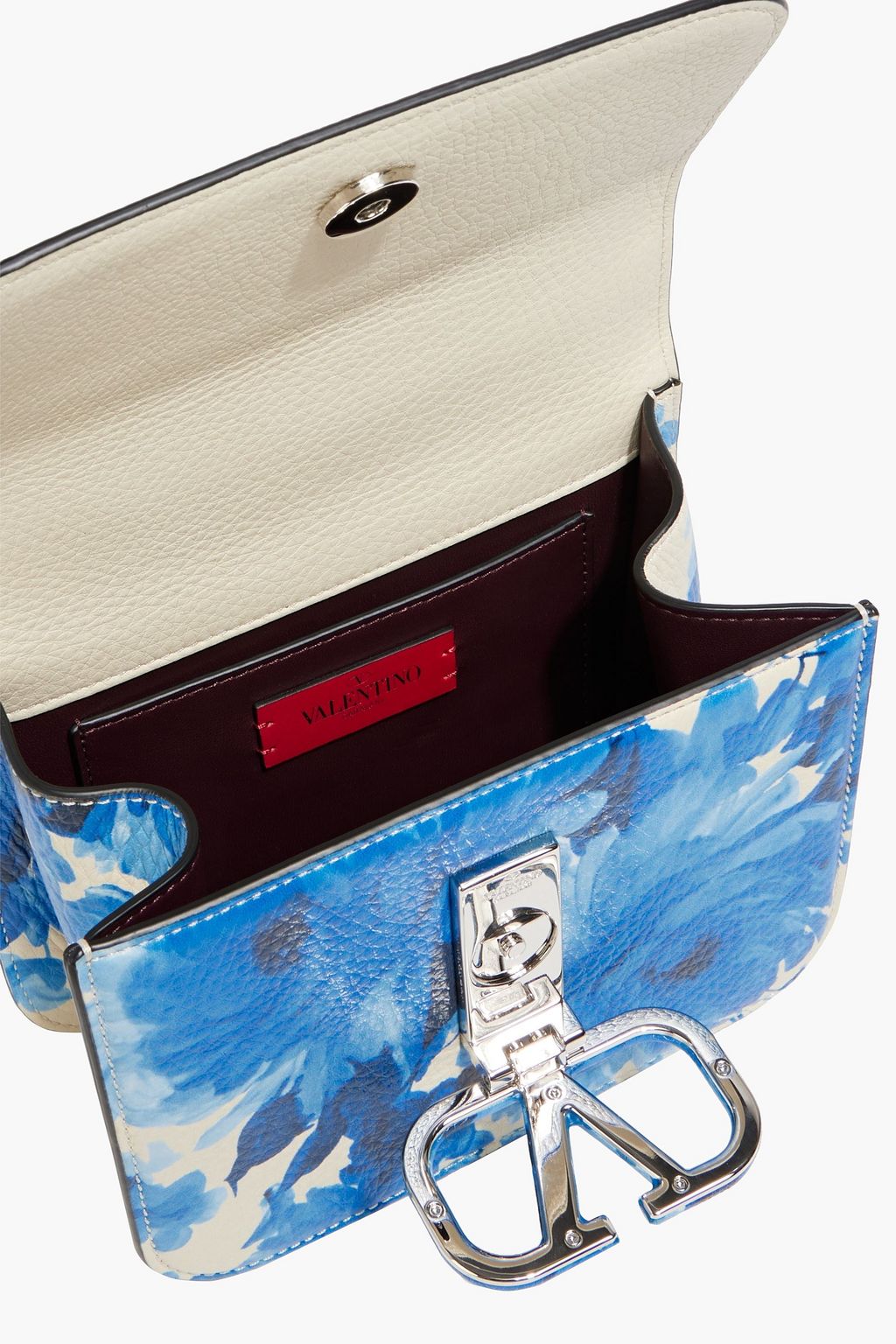 VALENTINO GARAVANI VLOGO floral-print pebbled-leather shoulder bag