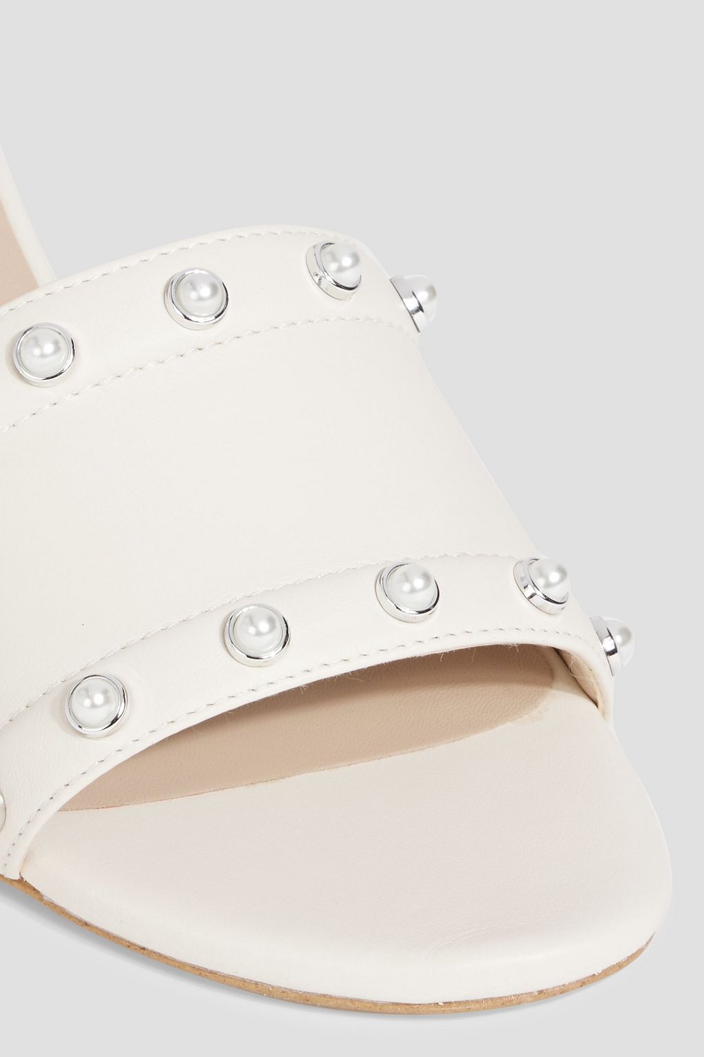STUART WEITZMAN Faux pearl-embellished leather mules