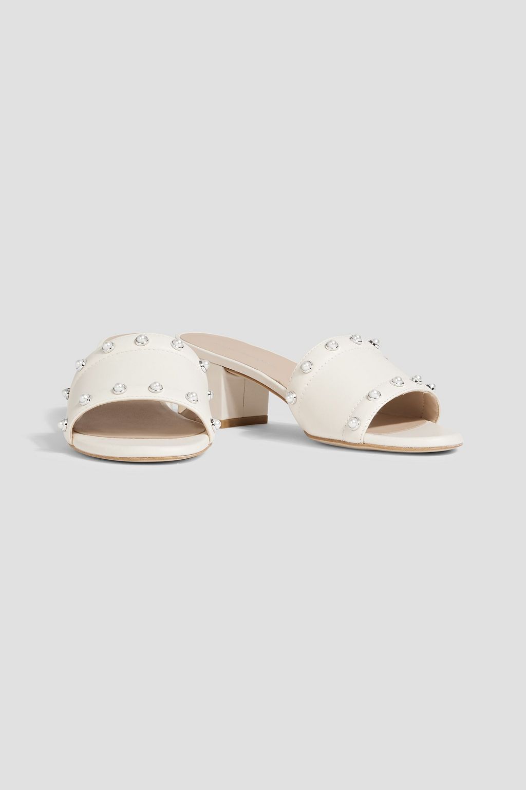 STUART WEITZMAN Faux pearl-embellished leather mules