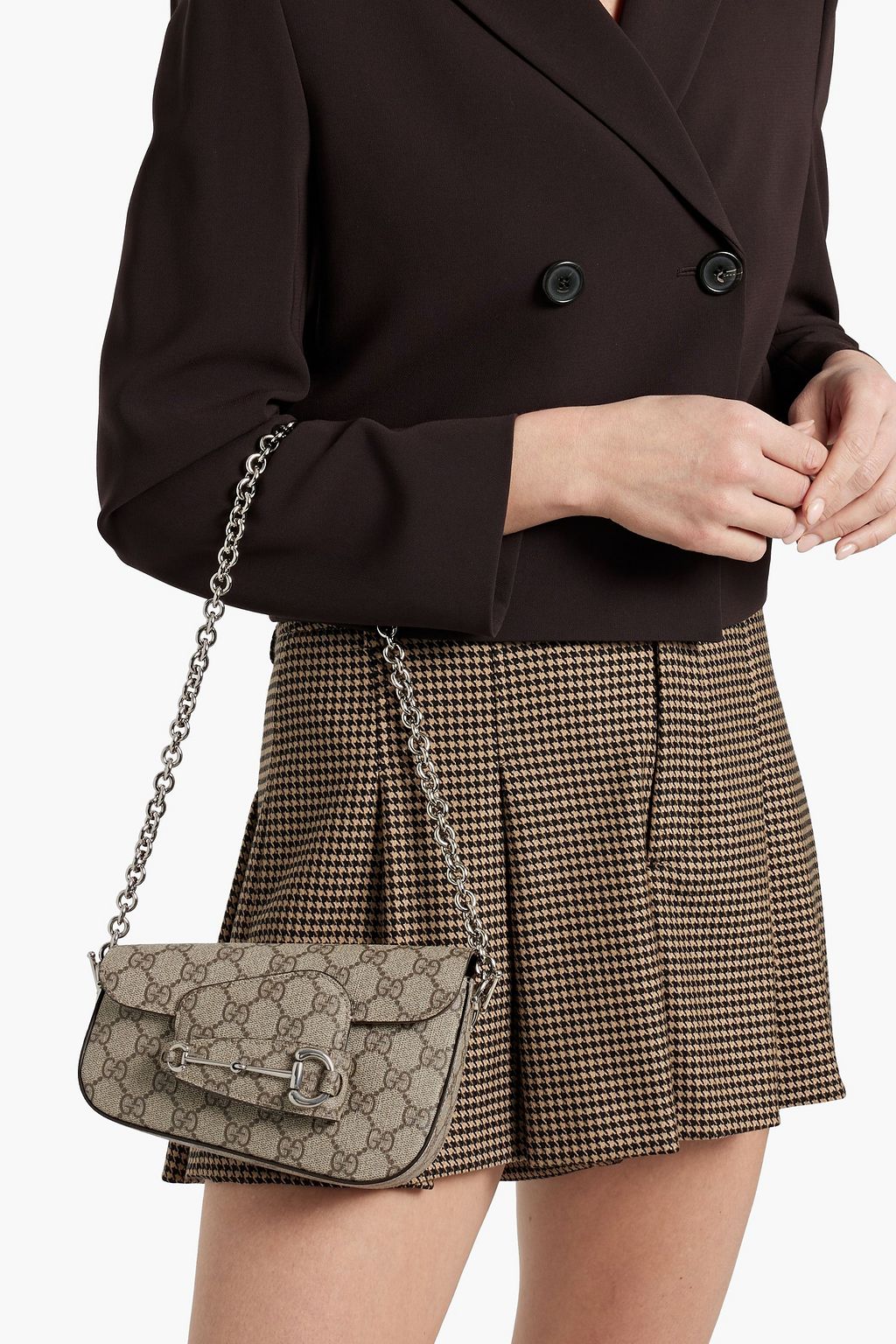 GUCCI Horsebit 1955 printed coated-canvas shoulder bag
