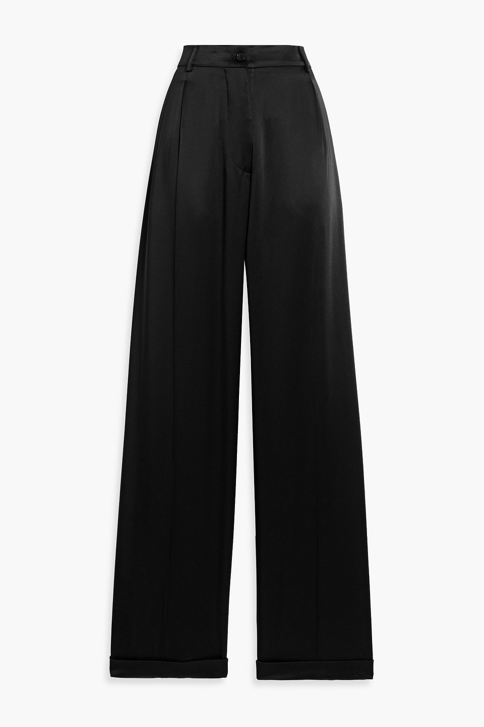 Tom Ford Satin-trimmed Grain De Poudre Wool Wide-leg Pants In Black