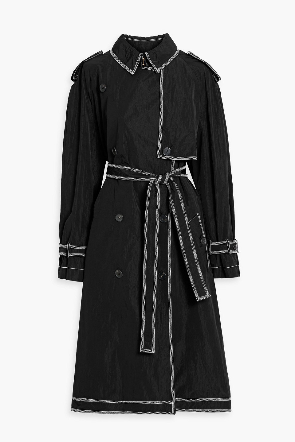 Tom Ford Topstitched Shell Trench Coat In Black