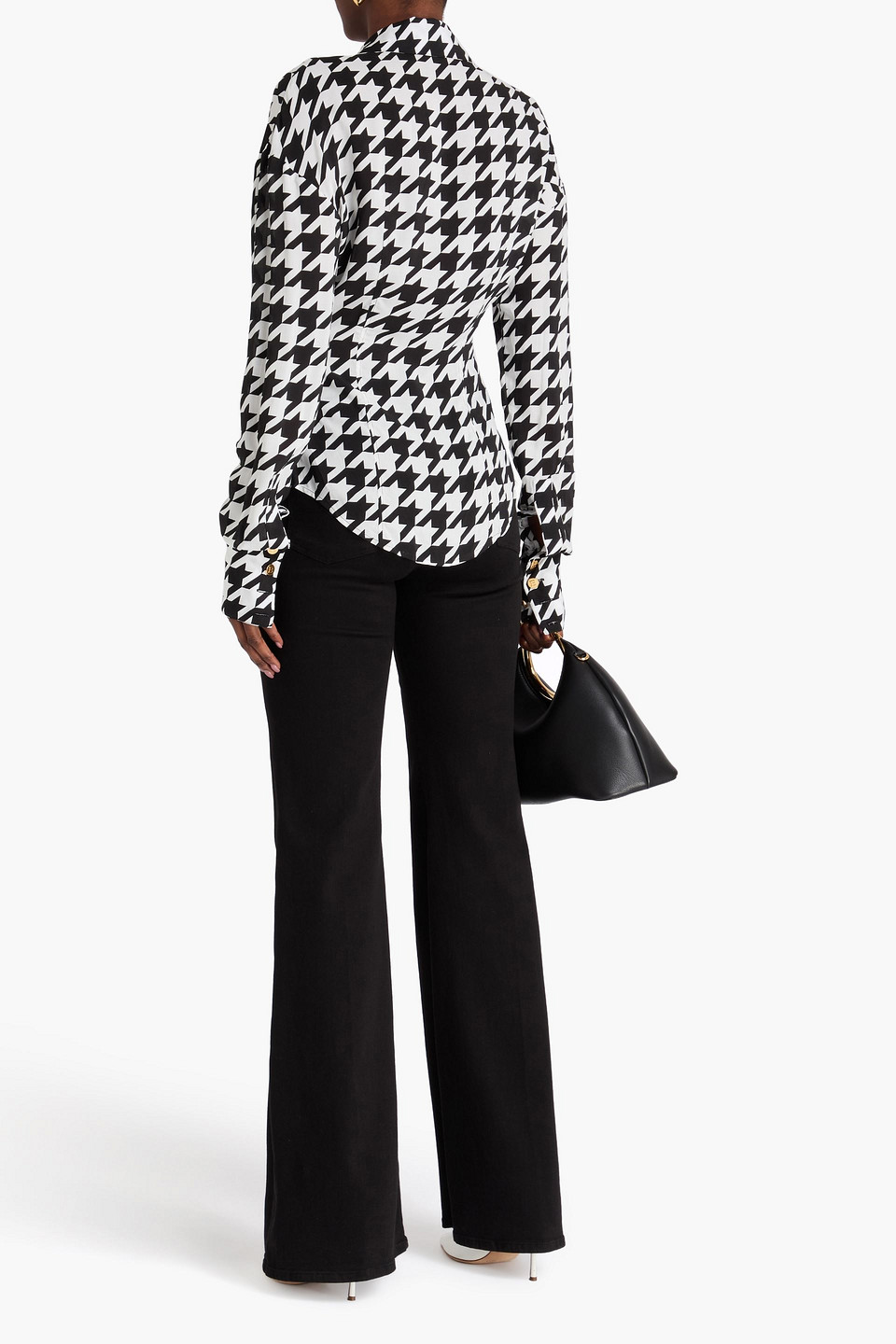  Balmain - Houndstooth Crepe Shirt - Black - Fr 34 