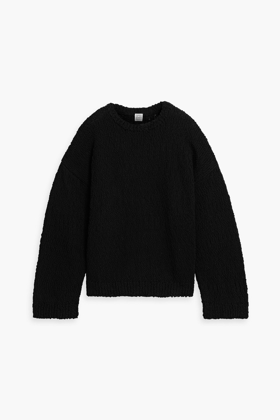 Totême Bouclé-knit Cotton Sweater In Black