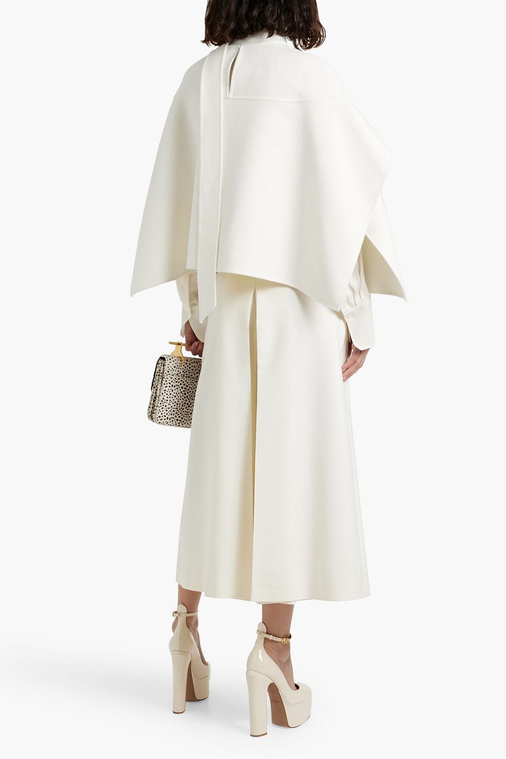 VALENTINO GARAVANI Pussy-bow wool and cashmere-blend felt poncho