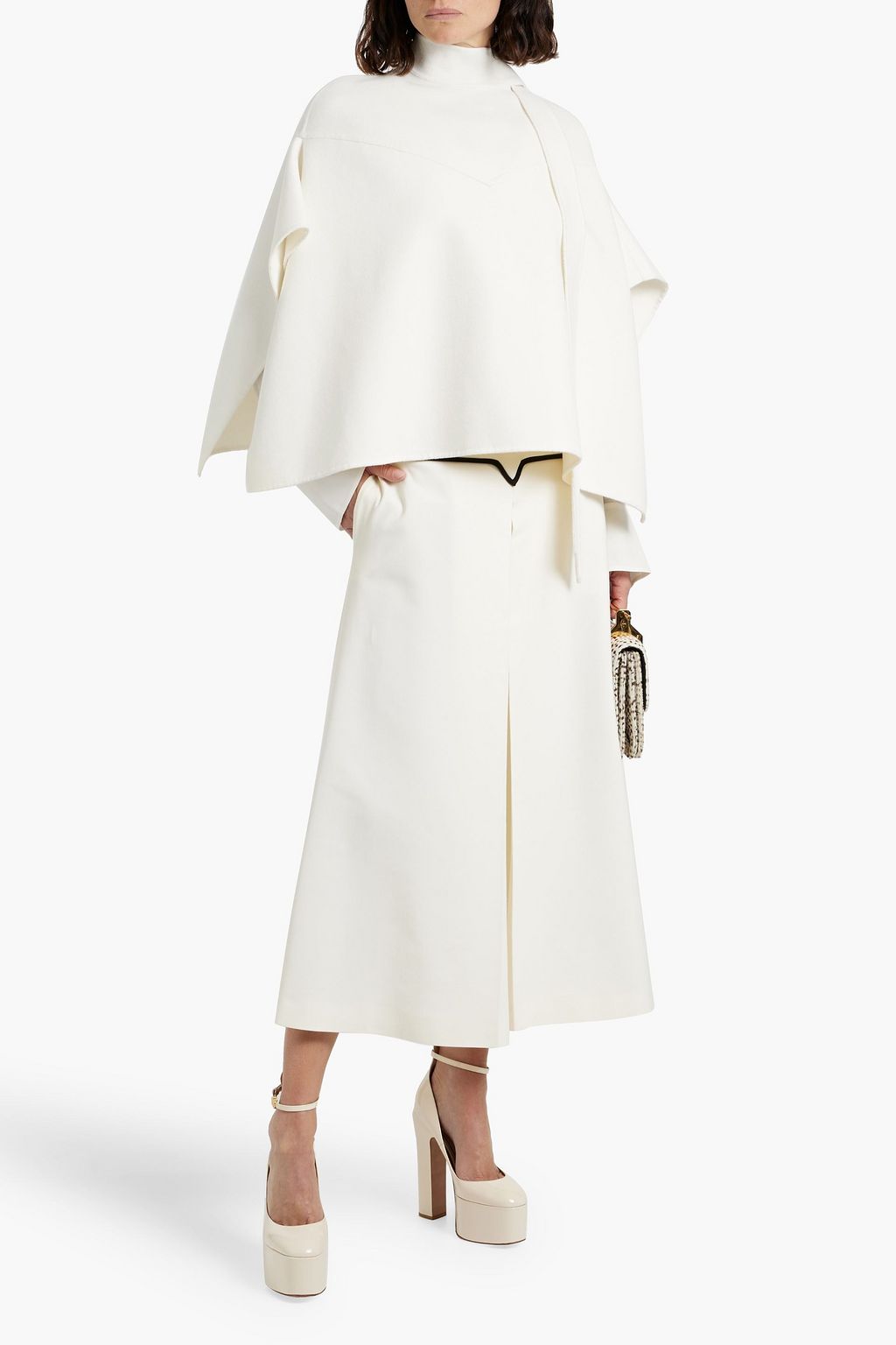 VALENTINO GARAVANI Pussy-bow wool and cashmere-blend felt poncho