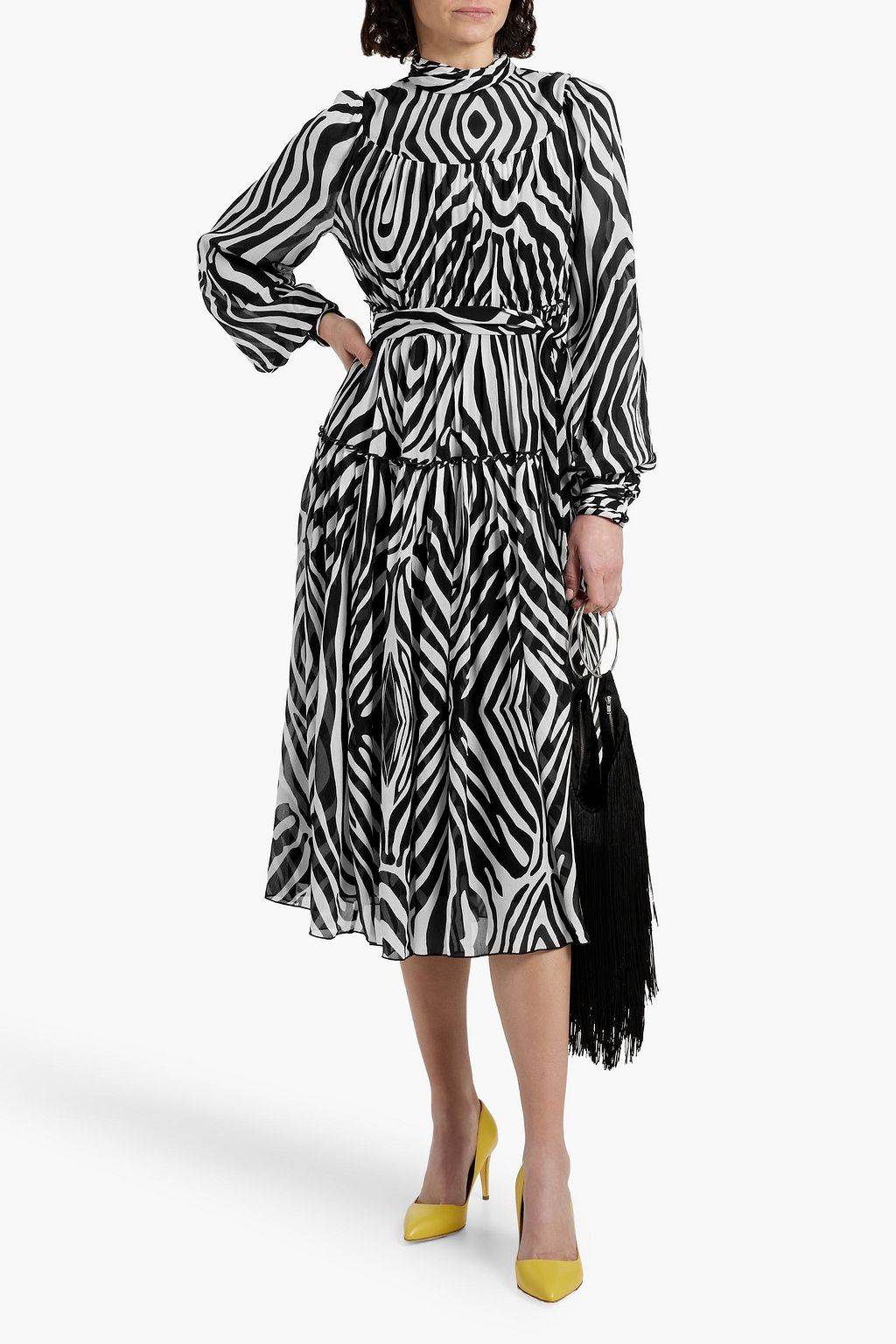 DIANE VON FURSTENBERG Kent tiered zebra-print crepon midi dress