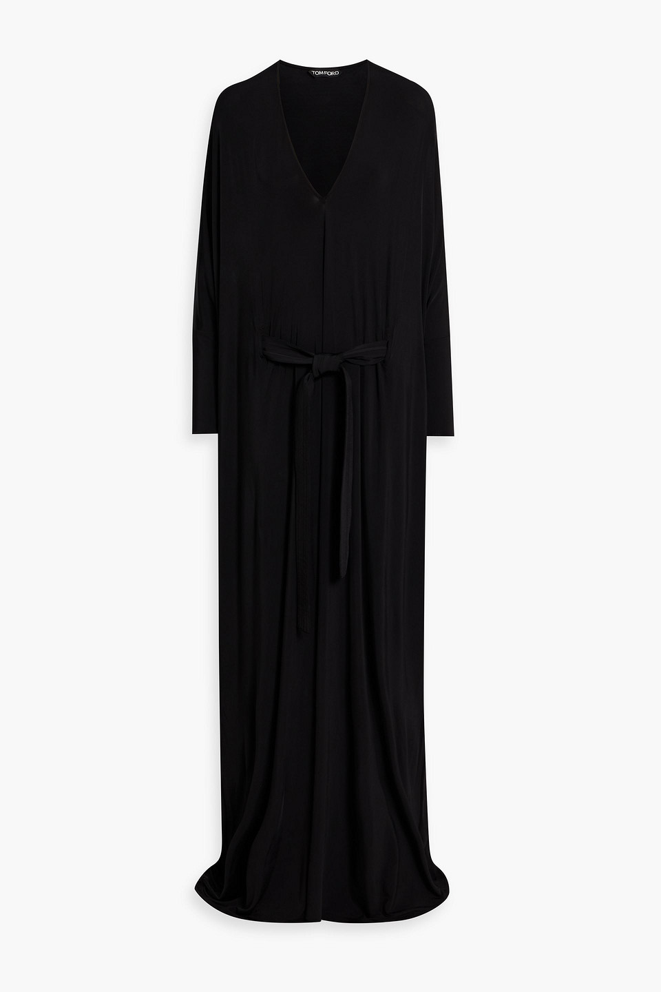 Tom Ford Belted Stretch-jersey Gown In Black