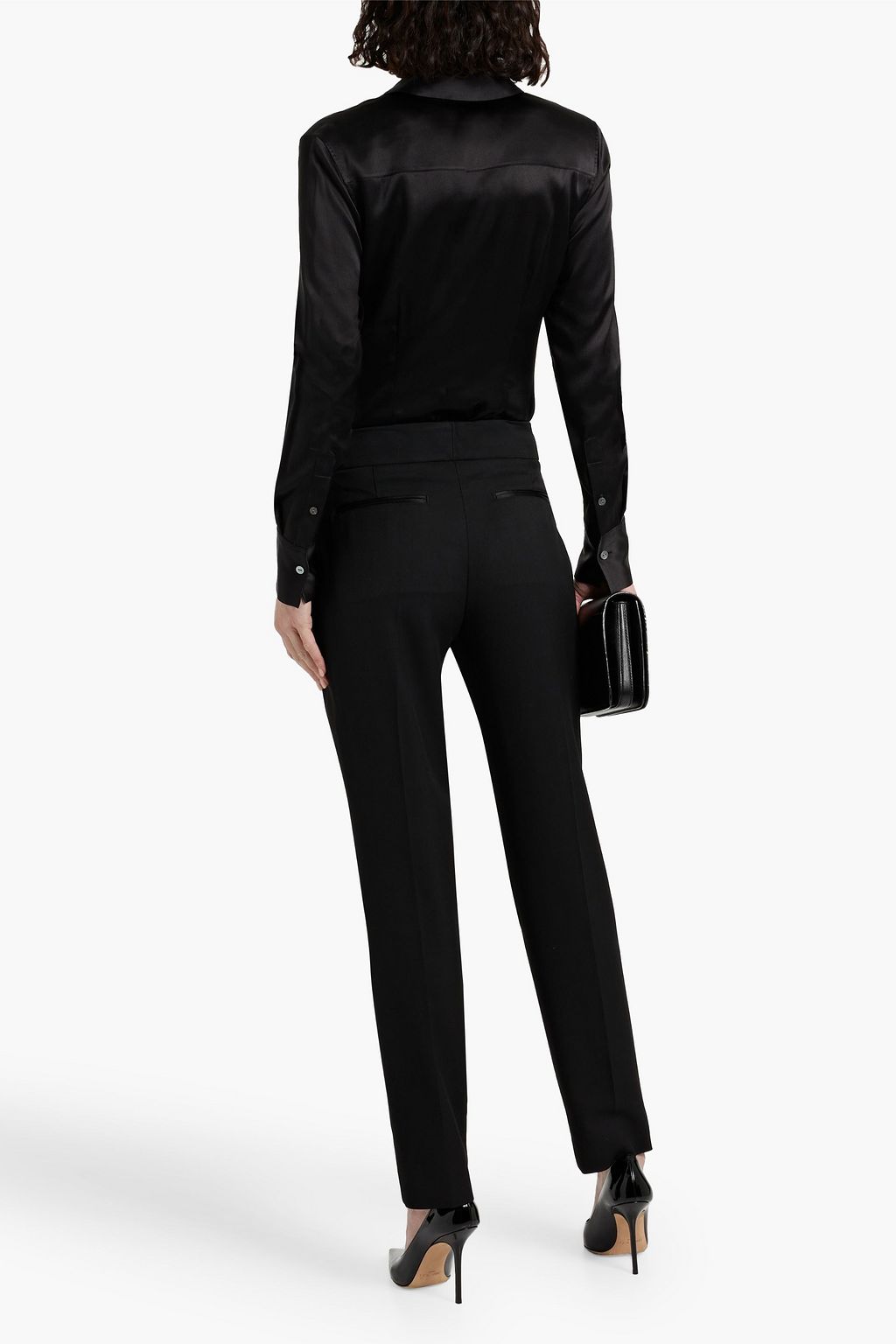 TOM FORD Satin-trimmed grain de poudre wool tapered pants