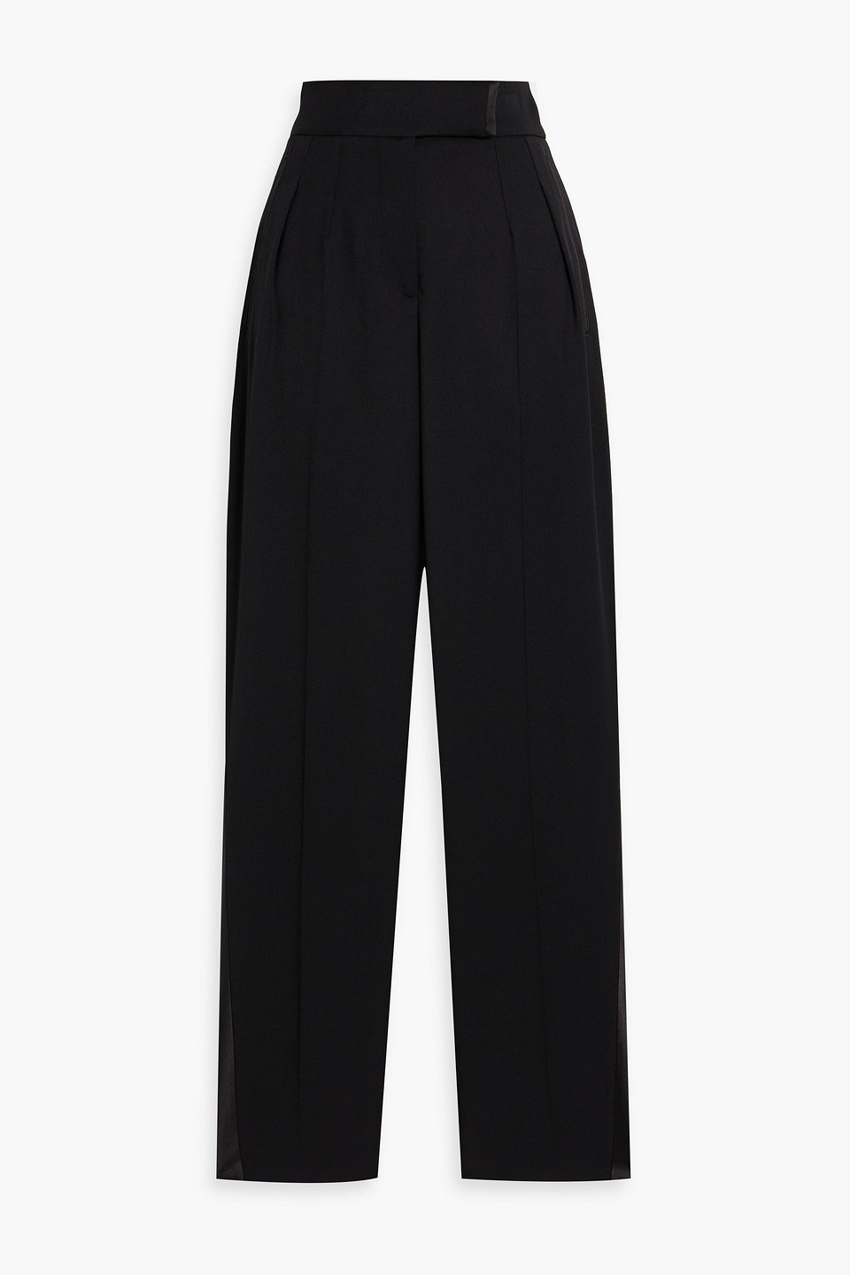 Tom Ford Satin-trimmed Grain De Poudre Wool Tapered Pants In Black