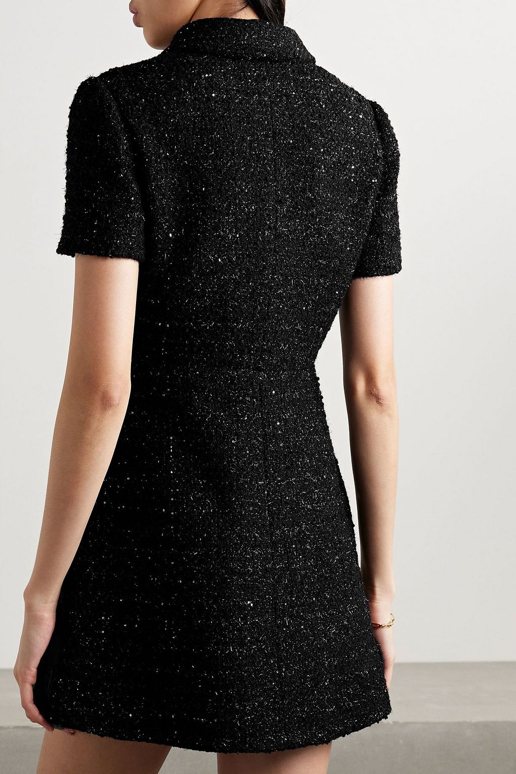 VALENTINO GARAVANI Metallic tweed mini shirt dress