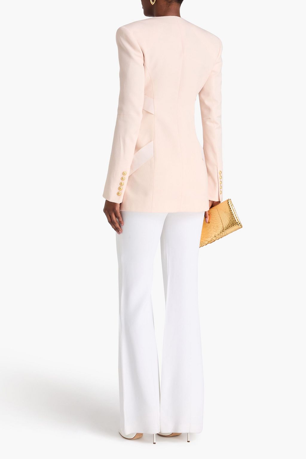 BALMAIN Piqué-paneled grain de poudre wool blazer