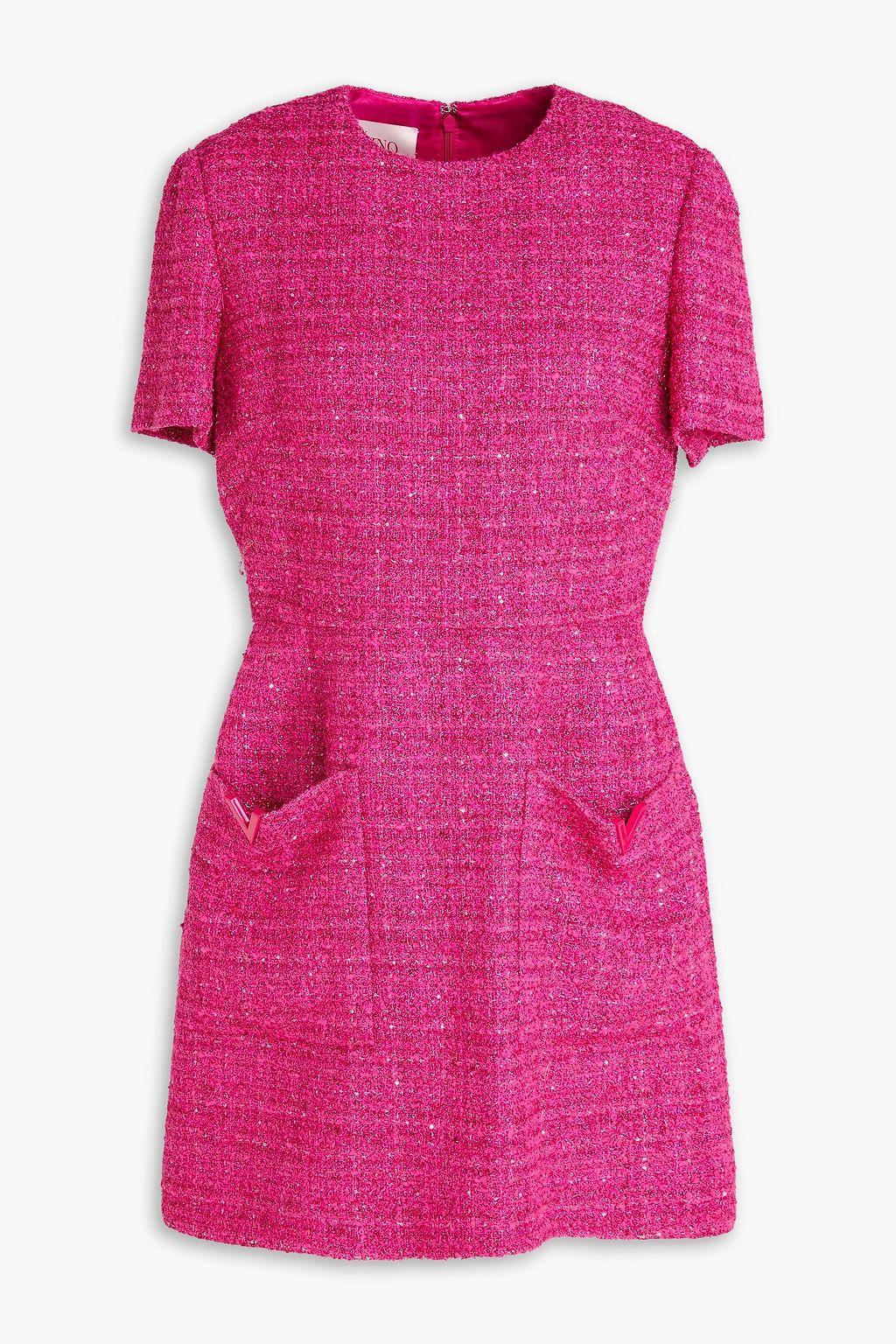 valentino pink tweed dress Metallic embellished tweed mini dress - fuchsia