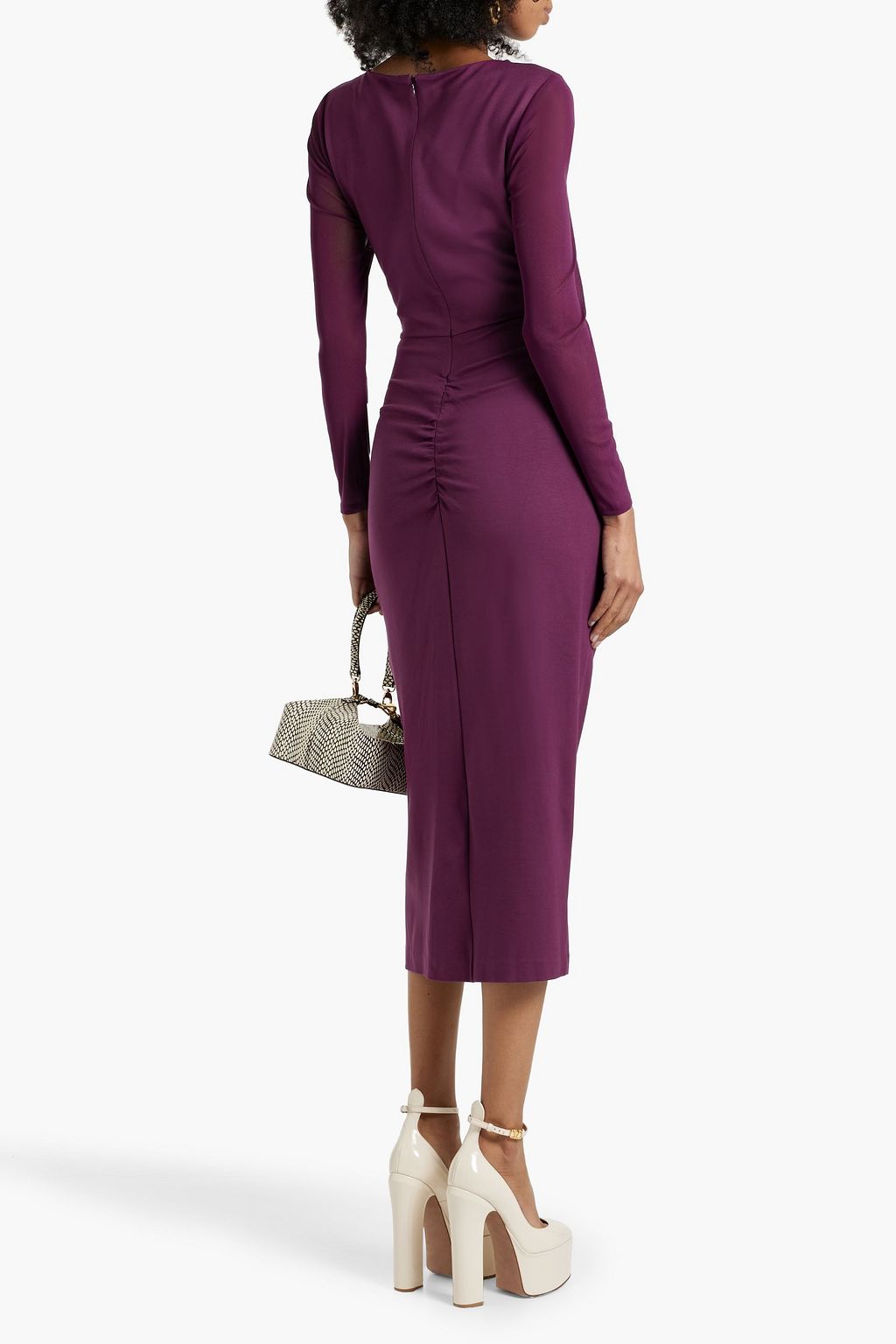 DIANE VON FURSTENBERG Dorinda mesh-paneled ruched jersey midi dress