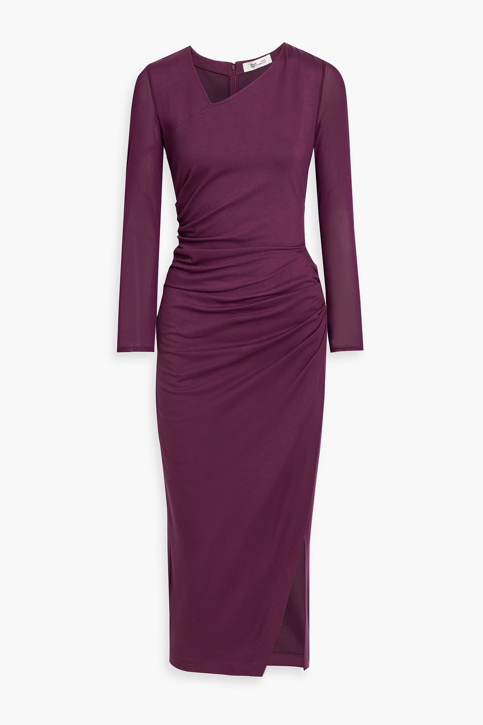 Diane Von Furstenberg Dorinda Mesh-paneled Ruched Jersey Midi Dress