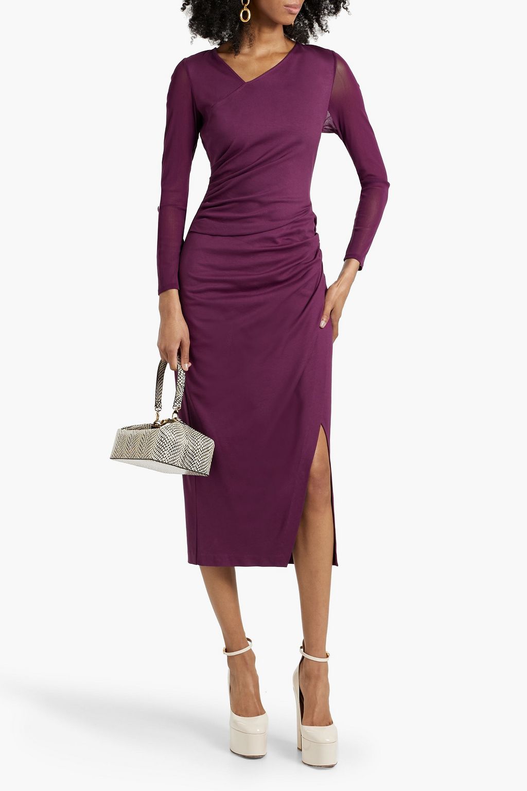 DIANE VON FURSTENBERG Dorinda mesh-paneled ruched jersey midi dress