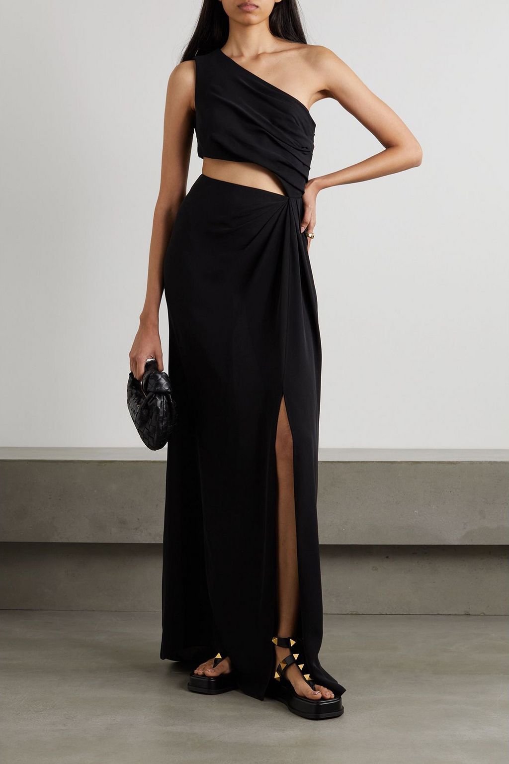 VALENTINO GARAVANI One-shoulder cutout silk-cady gown