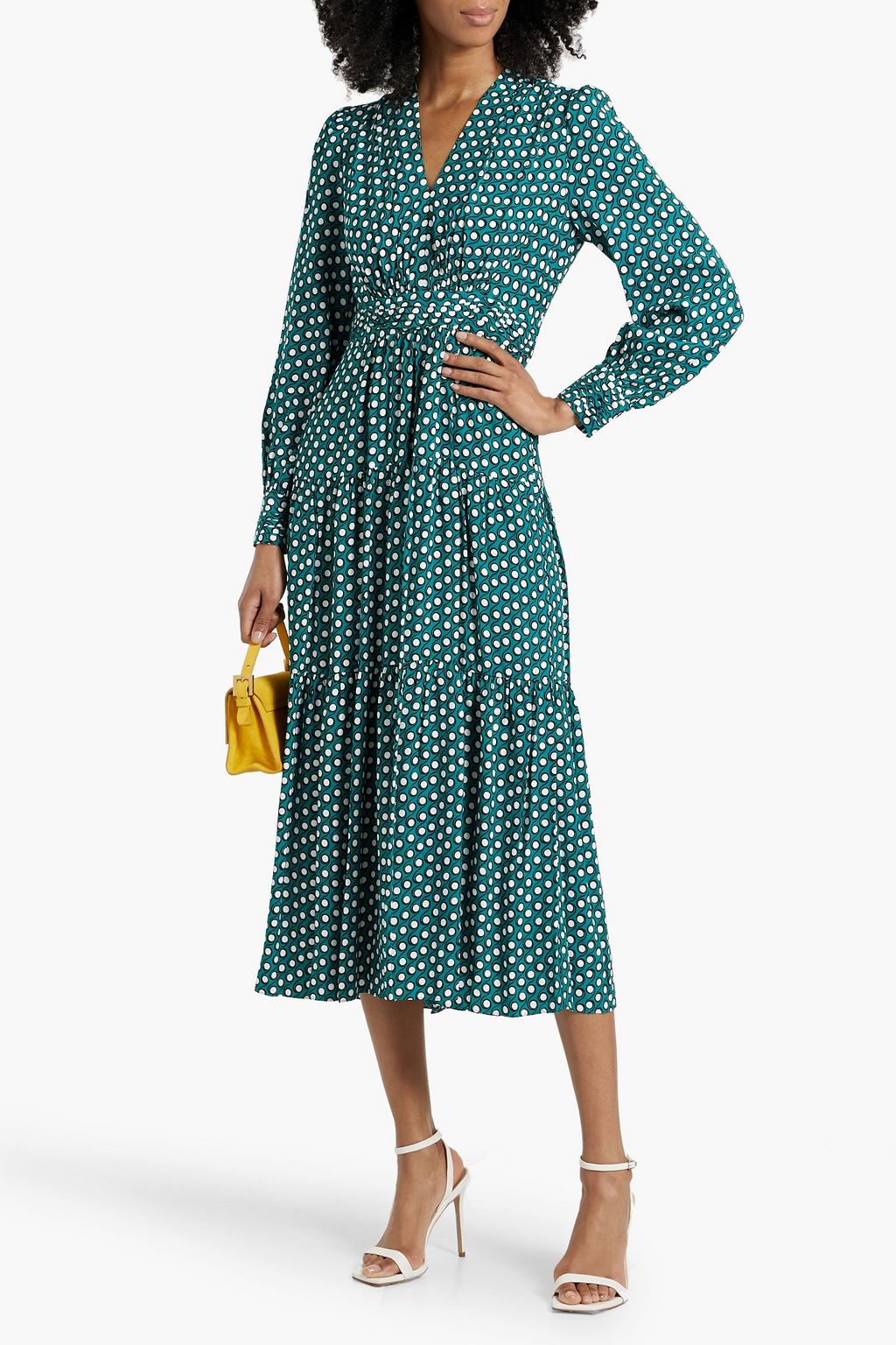 DIANE VON FURSTENBERG Gil gathered printed crepe midi dress
