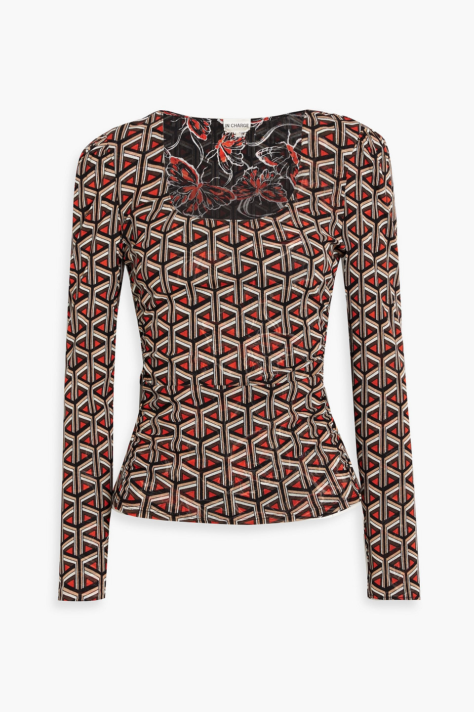 Diane Von Furstenberg Ali Reversible Printed Stretch-mesh Top