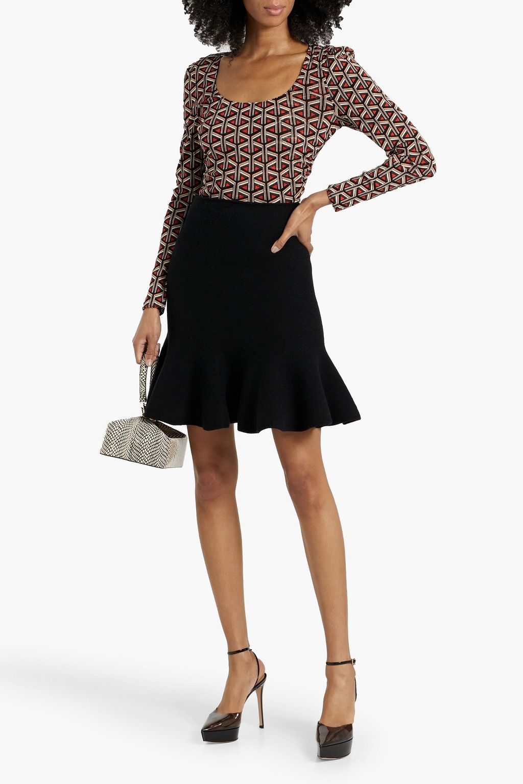 DIANE VON FURSTENBERG Ali reversible printed stretch-mesh top