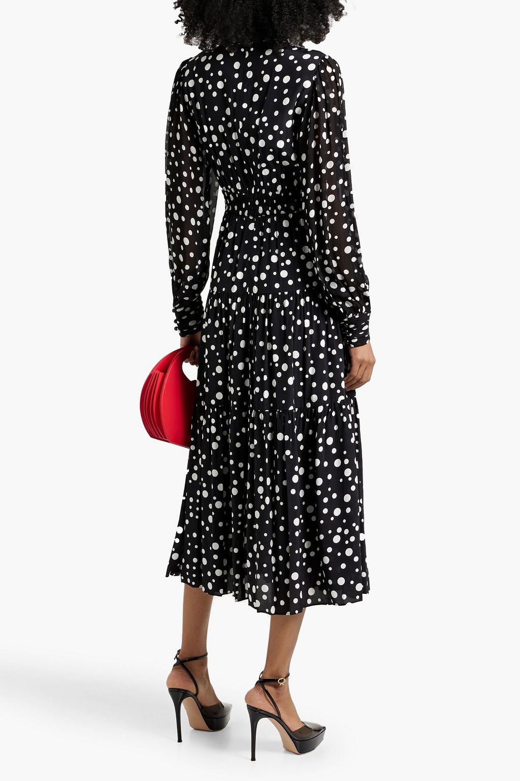 DIANE VON FURSTENBERG Sai tiered polka-dot crepe de chine and chiffon midi dress