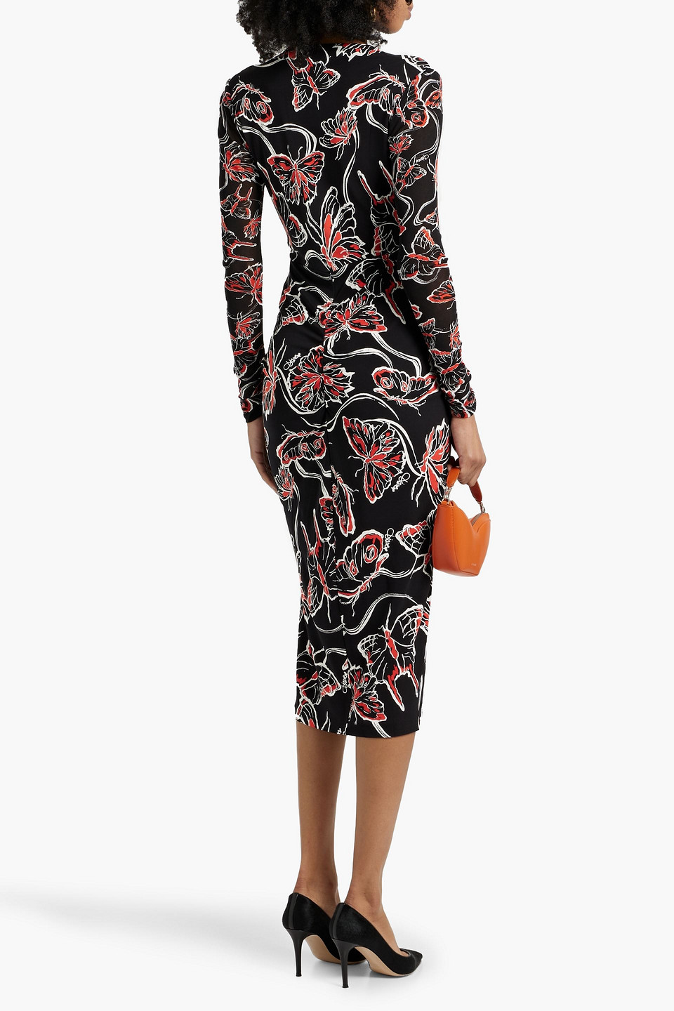 Diane Von Furstenberg Hades Printed Mesh And Jersey Midi Dress