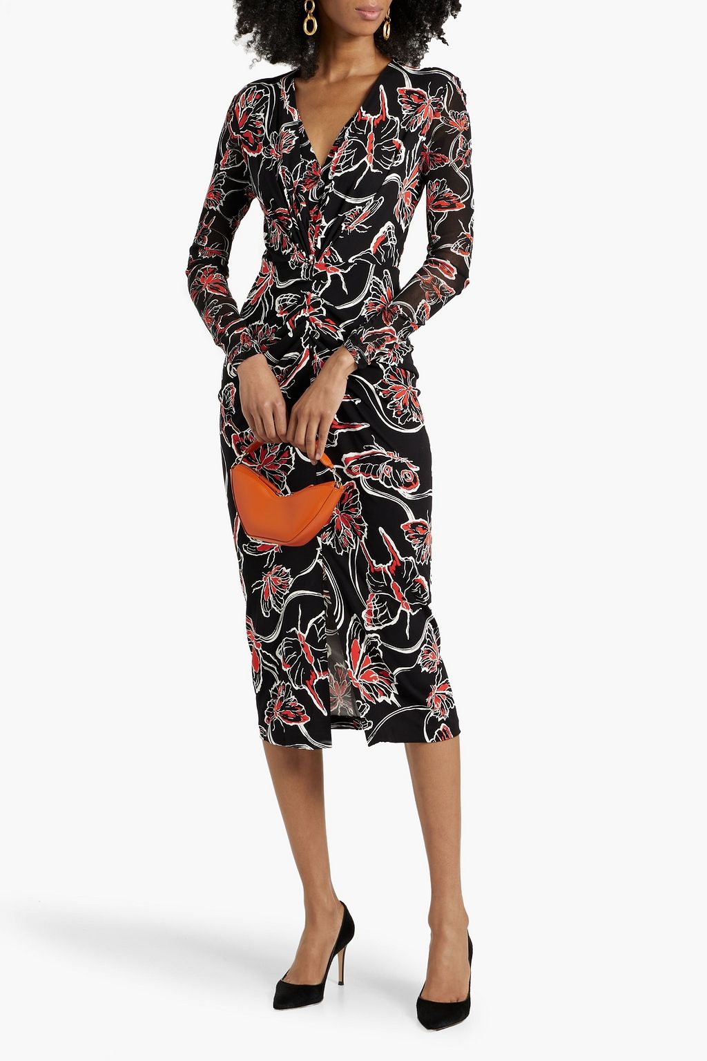 DIANE VON FURSTENBERG Hades printed mesh and jersey midi dress