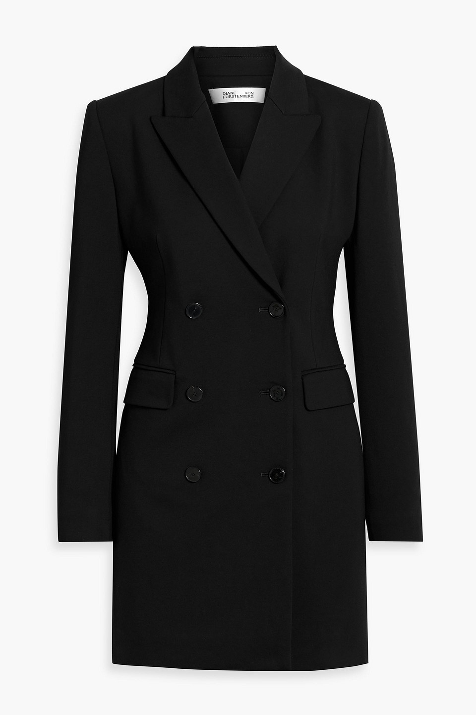 Diane Von Furstenberg Virginia Double-breasted Crepe Blazer In Black